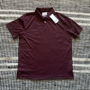 Goodfellow Size Large Burgundy & Black Striped standard fit men’s Polo shirt NWT